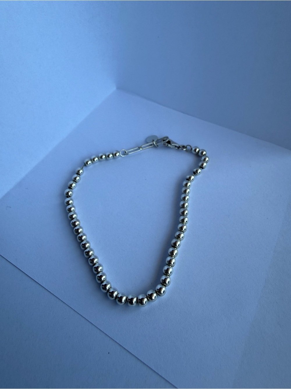 Sterling Silver Beaded Bracelet - Silver